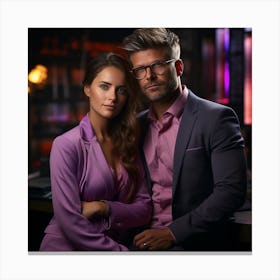 Man And Woman Posing For A Photo Canvas Print