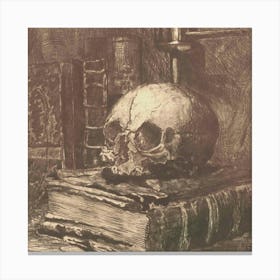 Skull And Book Canvas Print