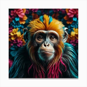 Monkey In Flowers Canvas Print