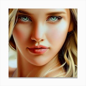 Pretty Girl With Green Eyes Canvas Print