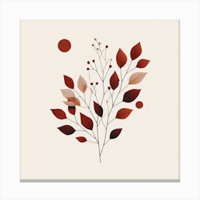 Scandinavian style, Dry red leaves on a branch 3 Canvas Print