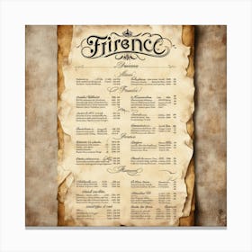 Restaurant Menu Canvas Print