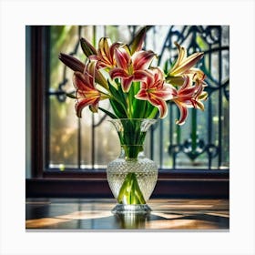 Lilies In A Vase 14 Canvas Print