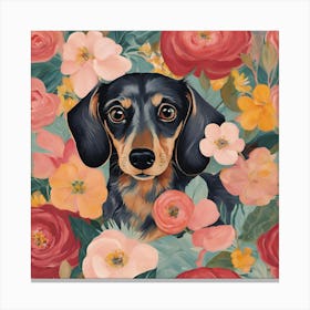 Dachshund In Bloom Canvas Print