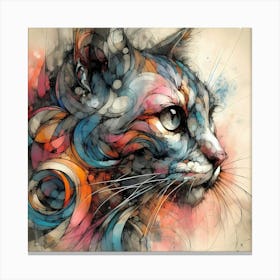 Feline Cat Creative Artwork Illustration 60 Canvas Print