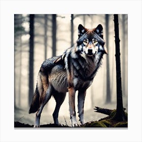 Wolf In The Forest 47 Canvas Print