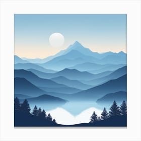 Misty mountains background in blue tone 110 Canvas Print