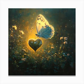 Butterfly Resting on Heart Flower 10 Canvas Print