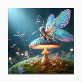 Fairy On A Mushroom 2 Canvas Print