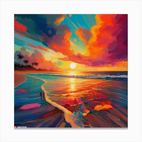 Sunset On The Beach Canvas Print