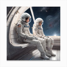 Two Astronauts In Space 4 Canvas Print