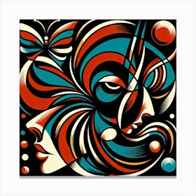 Rich Dynamic Abstract Portrait with Butterfly IV Canvas Print