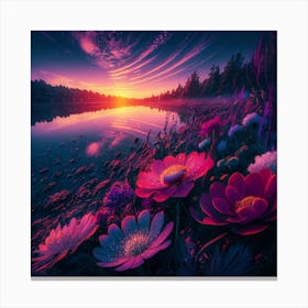 Sunset Flowers 1 Canvas Print