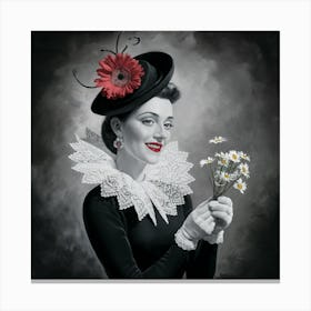 Timeless Elegance Vintage Portrait Of A Woman In Black And White (3) Canvas Print