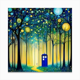 Gustav Klimt forest at night with tardis 1 Canvas Print