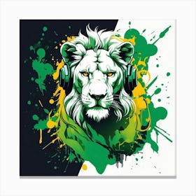 Lion With Headphones Canvas Print
