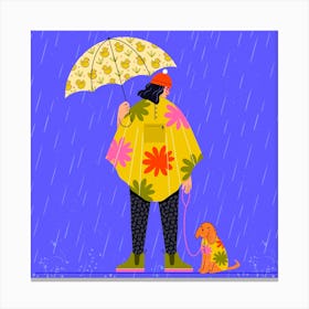 Rainy dog walk Canvas Print
