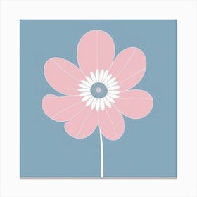 A White And Pink Flower In Minimalist Style Square Composition 140 Canvas Print