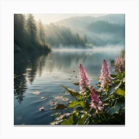 Sunrise Over A Lake 1 Canvas Print