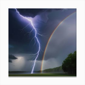 A Vibrant And Striking Image Of A Bold Lightning Bolt Illuminating A Dark Thunder Stormy Sky 1 Canvas Print