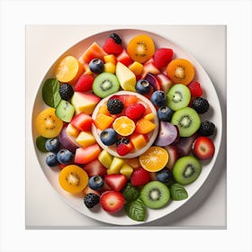 Fruit Salad On White Plate Canvas Print