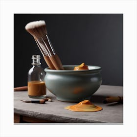 Bowl Of Paint Brushes Canvas Print
