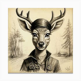 Deer With Horns 4 Canvas Print