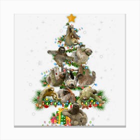 Sloth Christmas Tree Funny Sloth Lover Xmas Pajamas Canvas Print