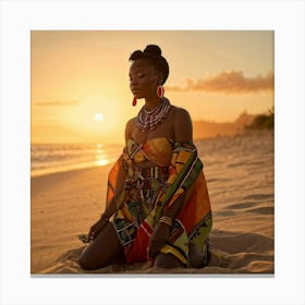 African Woman On The Beach Canvas Print