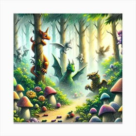 Super Kids Creativity: Mythical creatures playing hide and seek Canvas Print