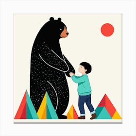 Bear And Boy 2 Canvas Print