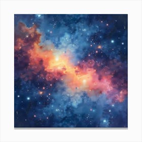 Cosmic Watercolor Painting With Vivid Star Fields 1 Canvas Print