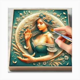 Woman Artist Painting Canvas Print