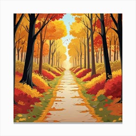 Whimsical Fall In Forest Road Art Print (6) Canvas Print