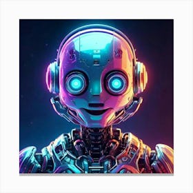 Firefly Cheerful Cybernetic Robot Icon With Holographic Glow 43671 (2) Canvas Print