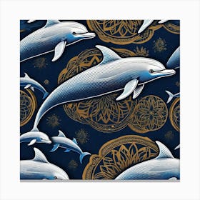 Dolphins In The Sea Canvas Print