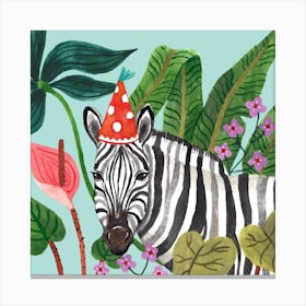 Party Zebra Square Canvas Print