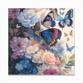 Flowers And Butterflies Canvas Print