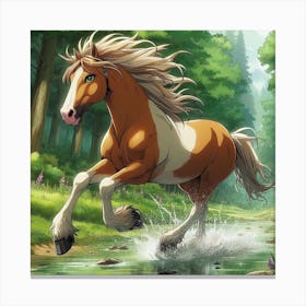 Horse Running In The Forest 2 Canvas Print