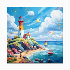 Lighthouse On The Beach 1 Canvas Print