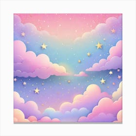 Sky With Twinkling Stars In Pastel Colors Square Composition 6 Canvas Print