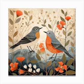 Bird In Nature European Robin 4 Canvas Print