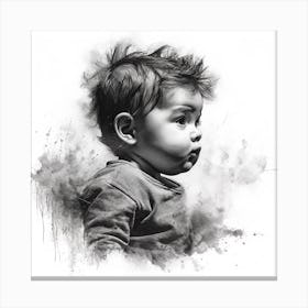 Black And White Portrait Of A Baby 1 Canvas Print