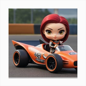 Girl In A Race Car 1 Canvas Print