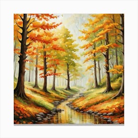 Forest In Autumn In Minimalist Style Square Composition 177 Canvas Print