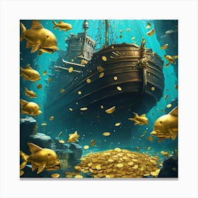 Gold Coins In The Sea Canvas Print