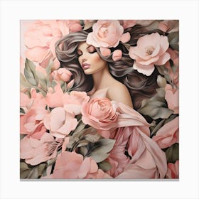 Woman With Flowers Canvas Print