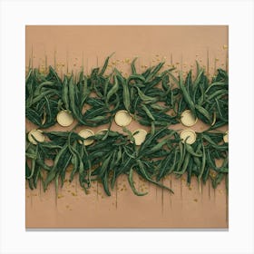 Green Leaves On A Table Canvas Print