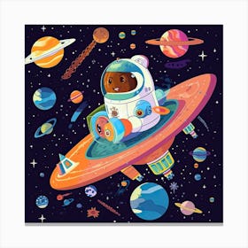 Astronaut Illustration Kids Room 6 Canvas Print
