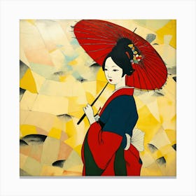 Japanese woman with an umbrella 4 Canvas Print